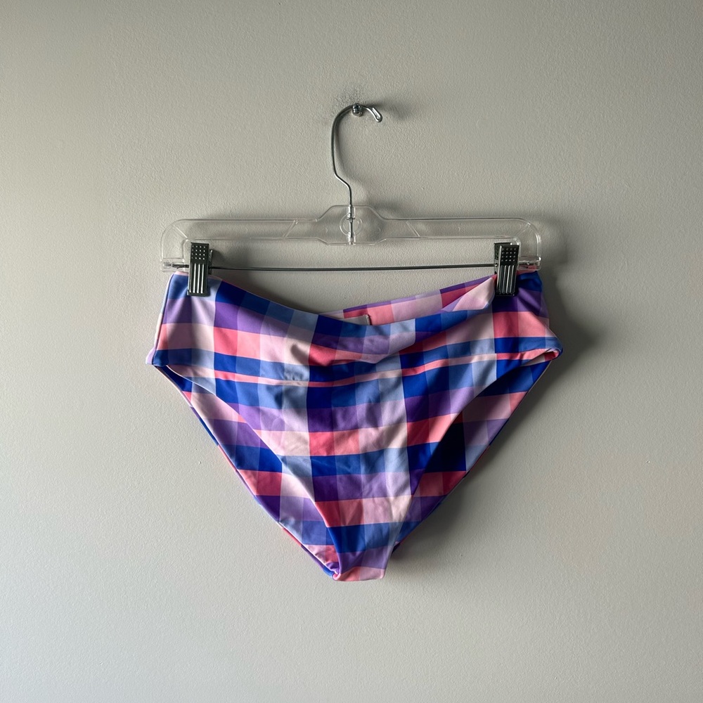 Buddy Love pink/purple/blue checked bikini bottoms